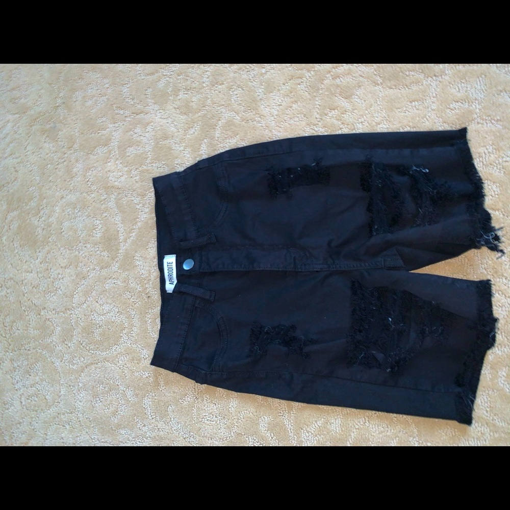 Ripped Jean biker shorts